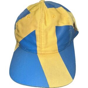 VTG 90s Sweden Sverige Flag Country Global Caps Snapback Hat Cap OSFA One Size